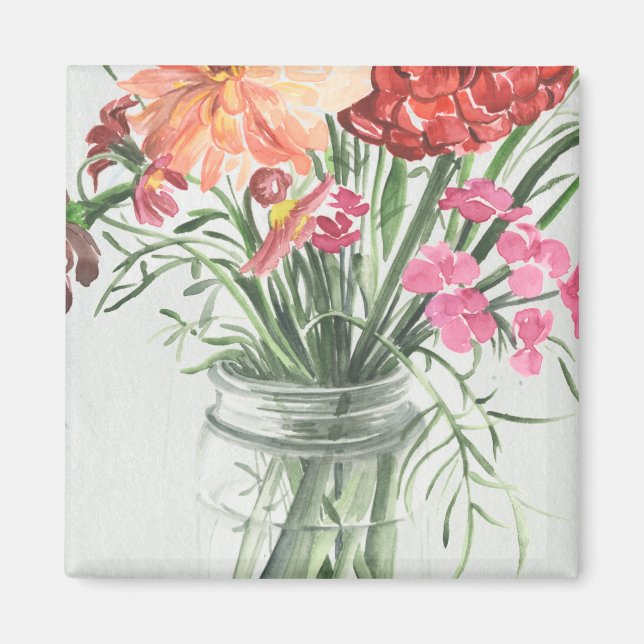 Imán Flores silvestres de verano - Rosa y Rojos (Frente)