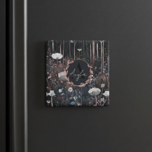 Imán Flores silvestres del bosque de Monograma Whimsica