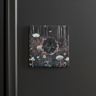 Imán Flores silvestres del bosque de Monograma Whimsica