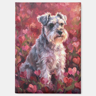 Imán Flores silvestres en forma de corazón de Schnauzer