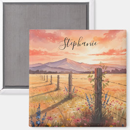 Imán Flores silvestres personalizadas al atardecer