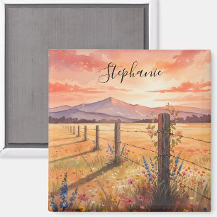 Imán Flores silvestres personalizadas al atardecer