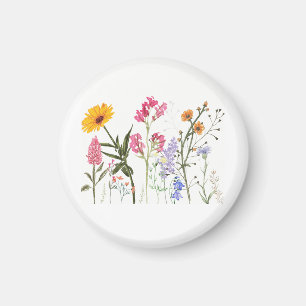 Imán Flores silvestres , Vintage Botánico , Pastel Flor