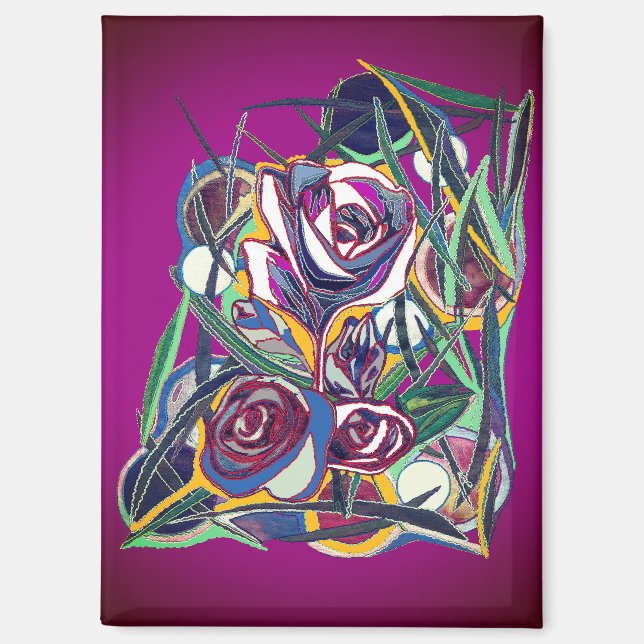 Imán Flores, sobre un fondo morado (Anverso)