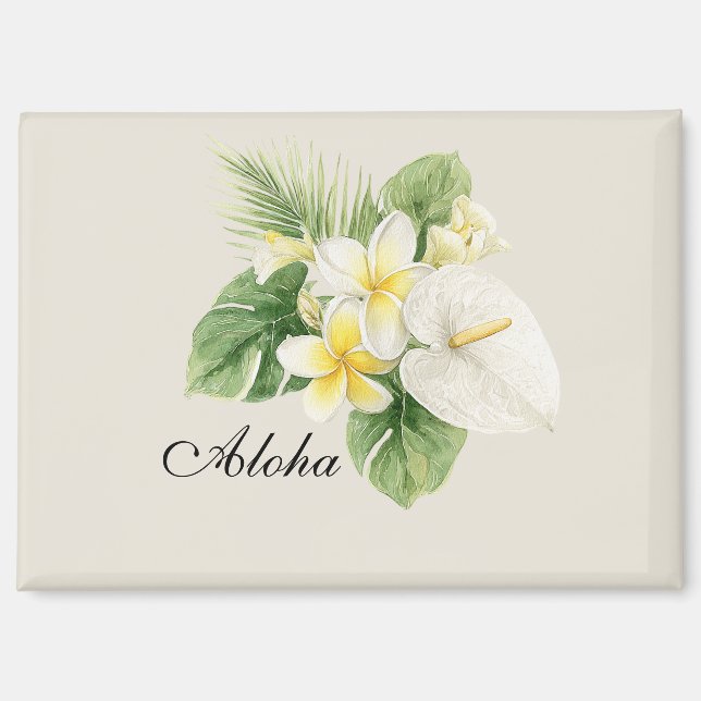Imán Flores tropicales de plumeria Aloha (Anverso)