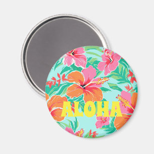 Imán Flores Tropicales Hawaianas Coloridas Aloha