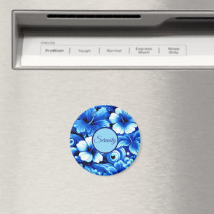 Imán Flores tropicales hawaianas Hibiscus Cobalt Blue