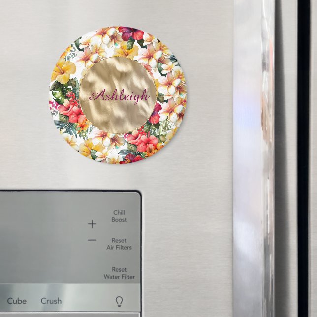 Imán Flores Tropicales Rojos Amarillos Hibisco Despedid (In situ (nevera))