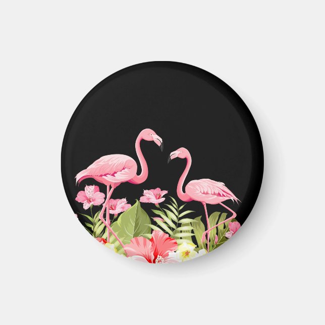 Imán Flores Tropicales y Diseño de Flamencos (Frente)