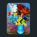 Imán Flores Van Gogh en una maleta azul<br><div class="desc">Magnet que presenta la pintura al óleo de Vincent van Gogh Flowers in a Blue Vase (1887). En un jarrón azul se han dispuesto bonitas flores de varios colores: rojo,  violeta,  blanco,  azul,  amarillo,  rojo,  naranja. Un regalo maravilloso para los aficionados al post-impresionismo y al arte holandés.</div>