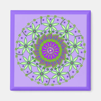 Imán Flores verdes/lavanda Mandala Maagnet