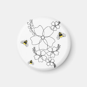 Imán Flores y abejorros de estilo minimalista