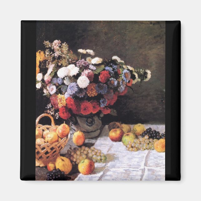 Imán Flores y frutas de Claude Monet (Frente)