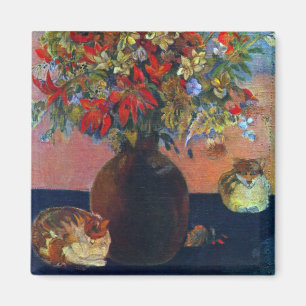 Imán Flores y Gatos de Paul Gauguin, Arte Antiguo Fino