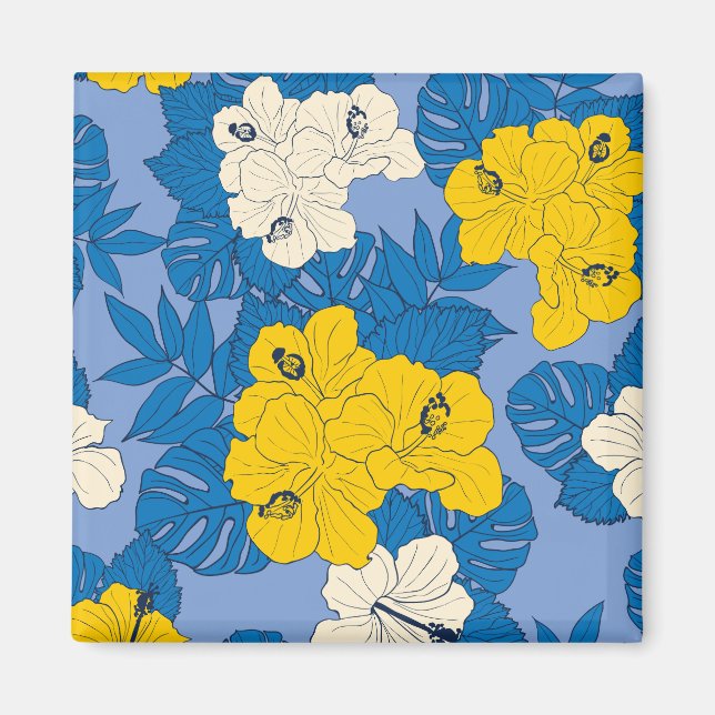 Imán Flores y hojas de Hibiscus (Frente)