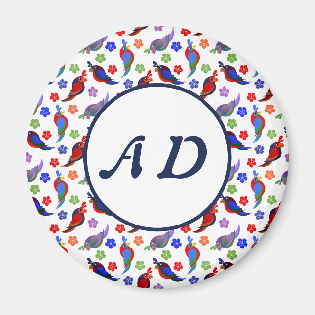 Imán Flores y loros (Frente)