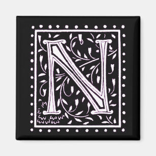 Imán Flores y puntos Monograma "N"