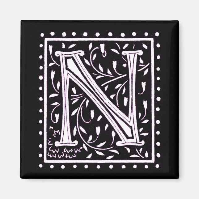 Imán Flores y puntos Monograma "N" (Frente)