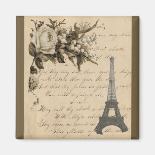 Imán Flores y torre Eiffel francesas viejas