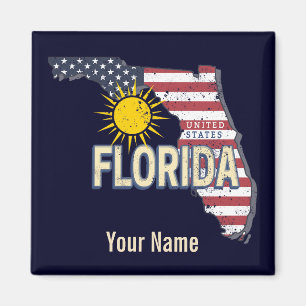 Imán Florida Estados Unidos Retro Map Vintage USA