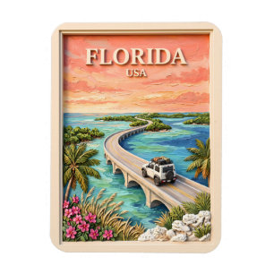 Imán Florida Keys Viaje USA Vintage Tropical