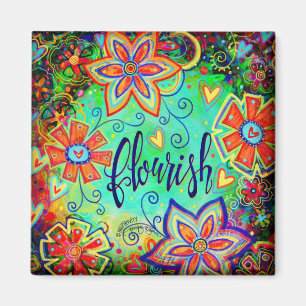 Imán Flourish Bonito Floral Azul Inspiración sinusal