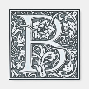 Imán flourish silver monogram - B