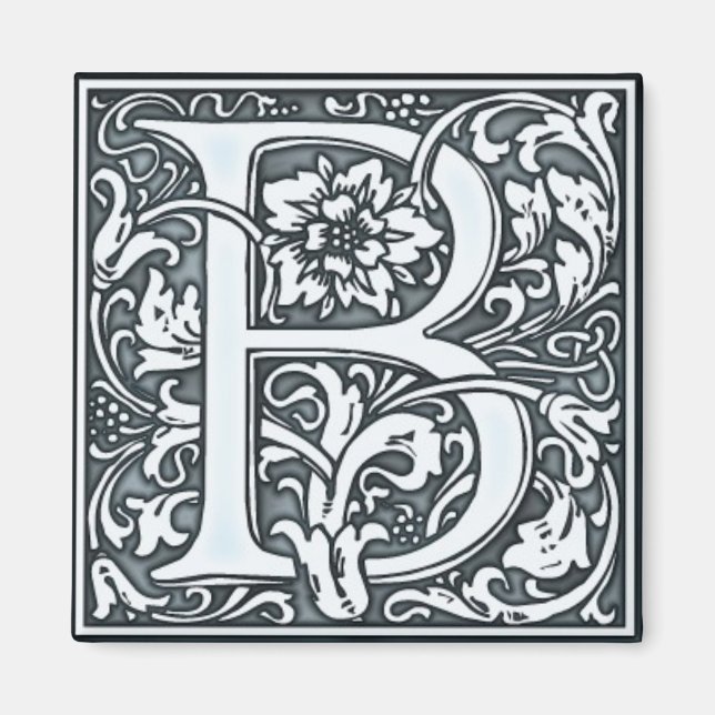 Imán flourish silver monogram - B (Frente)