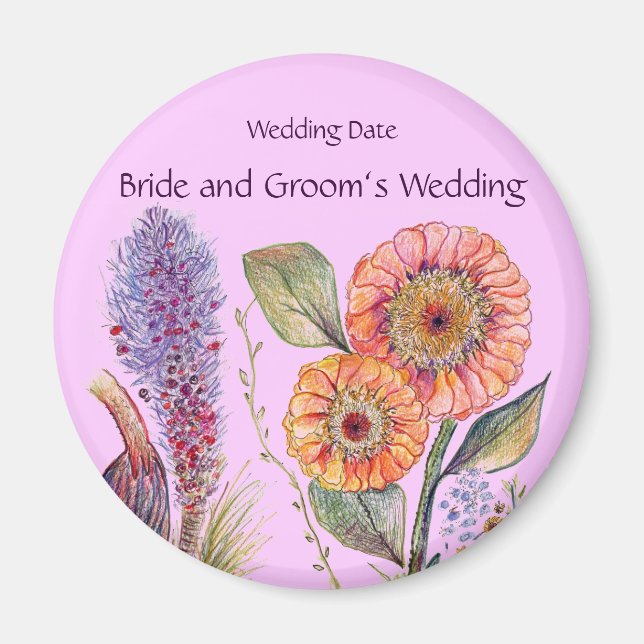 Imán Flower Bouquet Boda Souvenir Magnet (Frente)