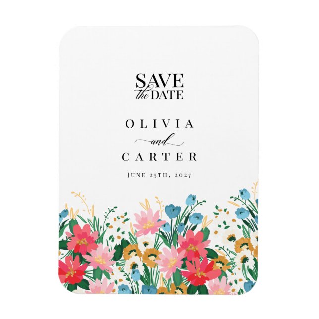 Imán Flower Garden Wildflower Wedding Save the Date (Vertical)