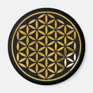 Imán Flower Of Life - oro 1 stamp black