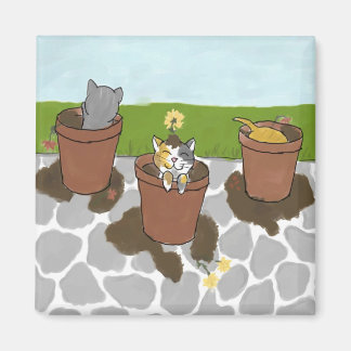 Imán Flower Pot Kittens Magnet