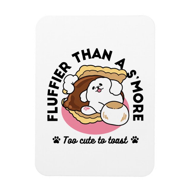 Imán Fluffier Tha S’more - Perro y bollo de postre (Vertical)