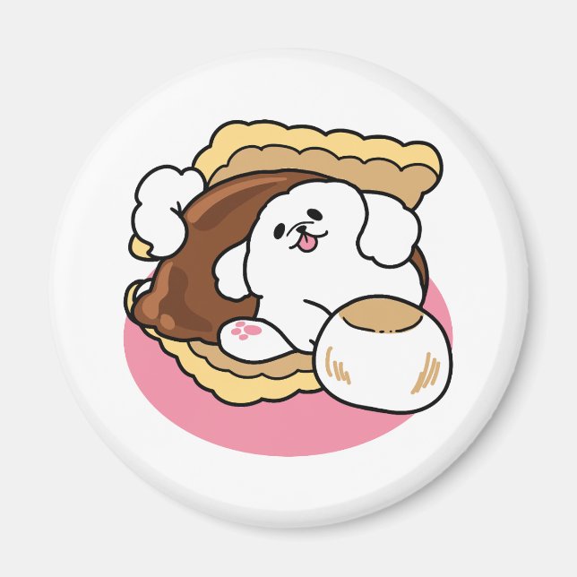 Imán Fluffier Tha S’more - Perro y bollo de postre (Frente)
