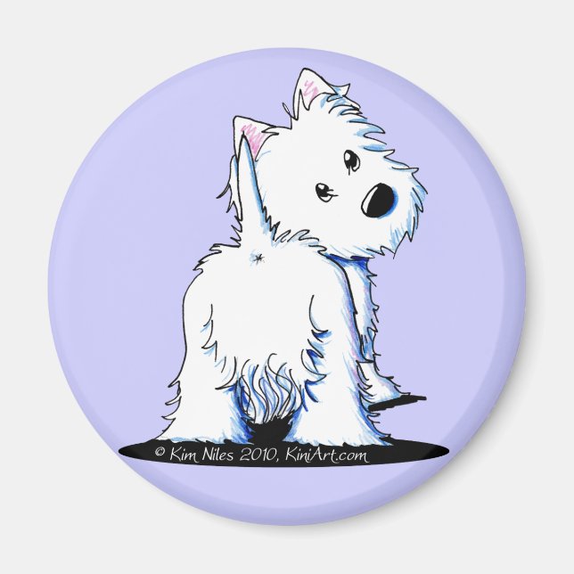 Imán Fluffy Butt Westie (Frente)