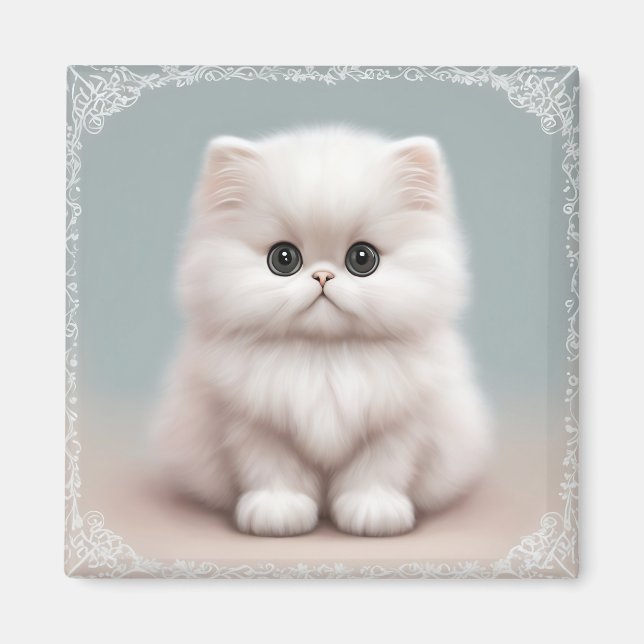 Imán Fluffy Persian Nursery Cat Art (Frente)