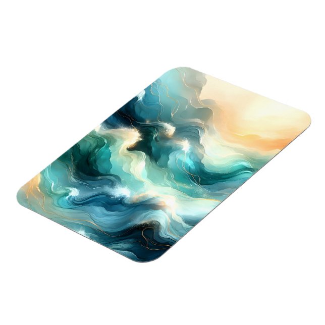 Imán Flujo de Océano Dorado Ondas Abstractas (Lado Izquierdo)
