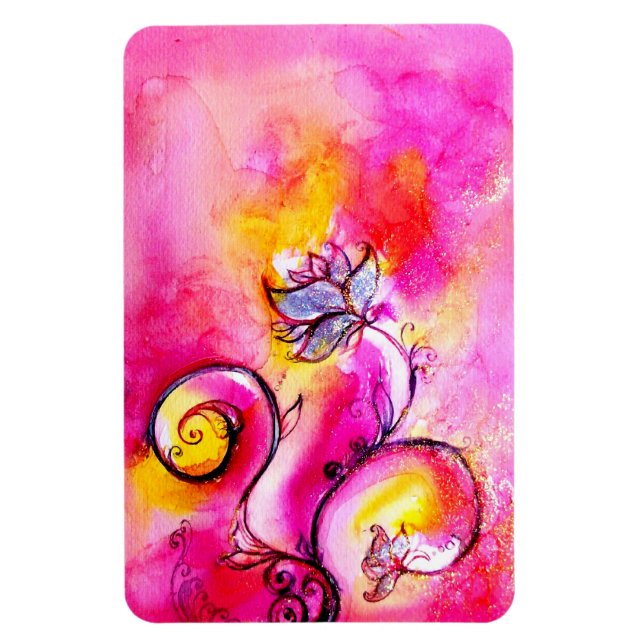 Imán FLUJOS SIMILARES fucsia rosa morado amarillo (Vertical)