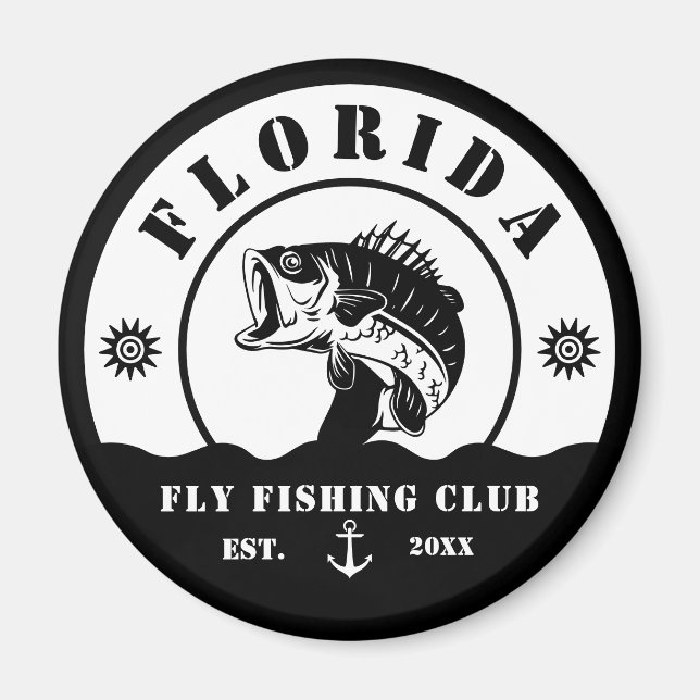 Imán Fly Fishing Club trip Fisherman camping Leather Pa (Frente)