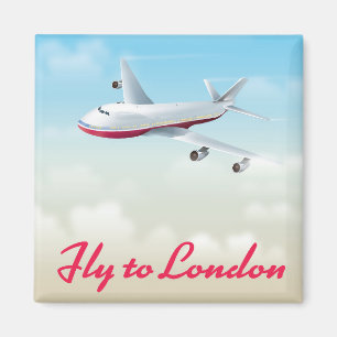 Imán Fly To London Plane poster