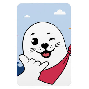 Imán Foca Guiñando con Pañuelo en la Cabeza Haciendo el