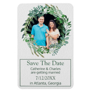 Imán Foliage Wreath Wedding Save the Date