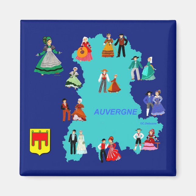 Imán Folklore de l'Auvergne, Francia (Frente)