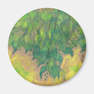 Imán Follaje verde, dibujo pastel, boceto de vida, natu