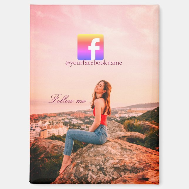 Imán follow us facebook username social media photo  (Anverso)