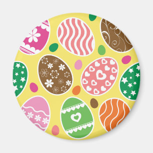 Imán Fondo amarillo del patrón de los huevos de Pascua