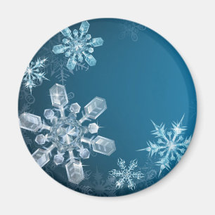 Imán Fondo azul del copo de nieve del navidad