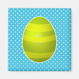 Imán Fondo azul del lunar del huevo rayado verde de Pas