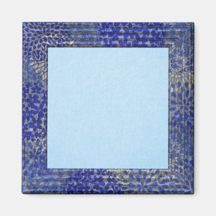 Imán Fondo azul pastel, marco azul medio