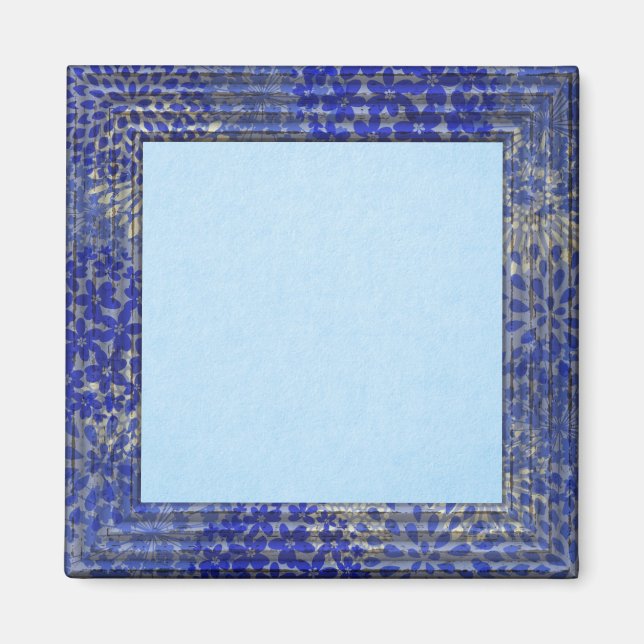 Imán Fondo azul pastel, marco azul medio (Frente)